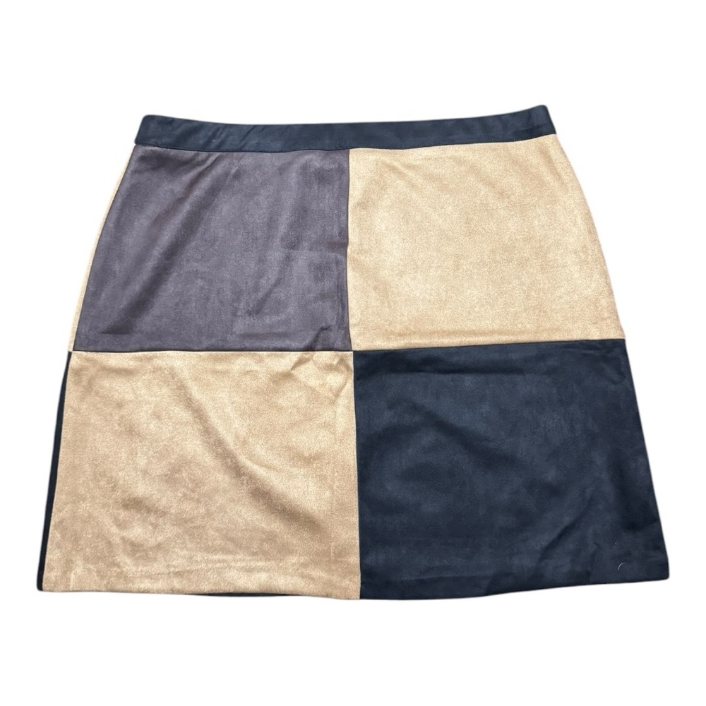 Sabrina Lauren Color Block Retro Brown Fall Skirt - Picture 3 of 5